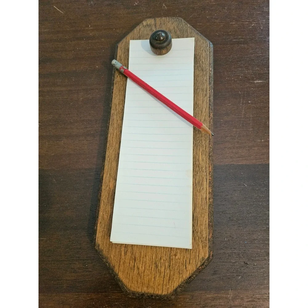 Wall Memo Board Home Office Brown Wooden Rustic Plaque with Notepad